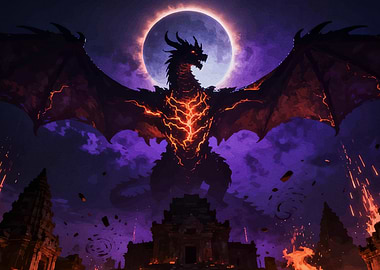 Dragon under the moon