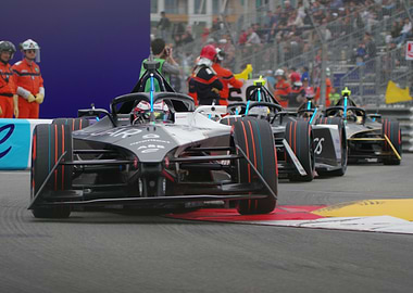 Formula E Race Cars on Track