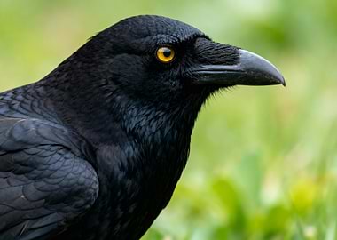 Raven Portrait with Golden Eye