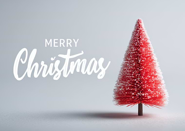 Merry Christmas with Red Christmas Tree