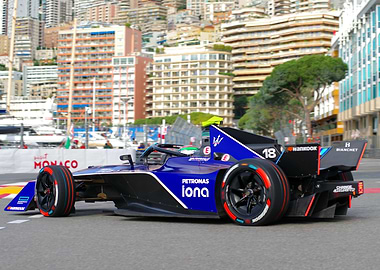 Formula E car racing in Monaco
