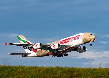 Emirates Courier Express A380 Taking Off