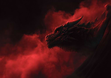 Red Dragon in Smoky Darkness