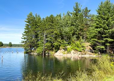 Lake with Trees and Blue Sky