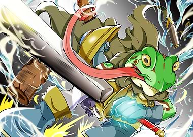 Frog Warrior with Sword and Magic