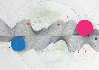 Abstract Waveform with Colorful Circles