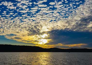 Photography of Lake Sunset with Cloudy Sky