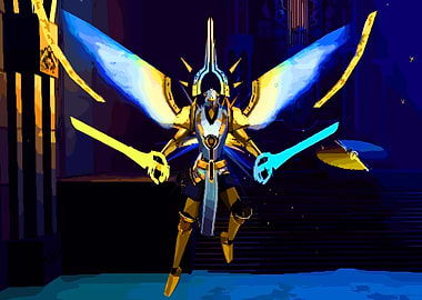 Golden Angelic Warrior with Swords
