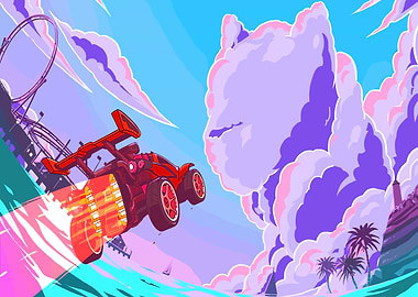 Rocket League Car in Flight