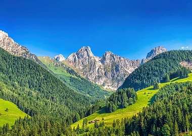 Majestic Mountain Landscape with Green Valley alps