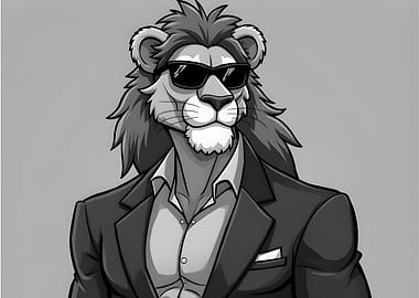 Lion in Suit with Sunglasses