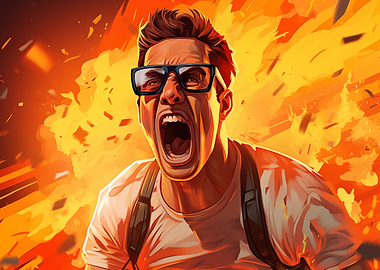Screaming man on fire