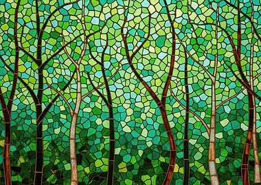Green Forest Stained Glass