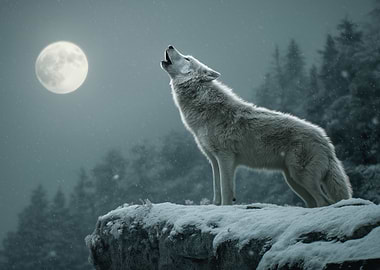 Wolf Howling at the Moon