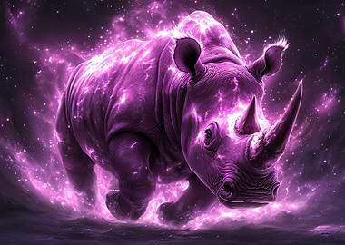 Cosmic Rhino in Purple Nebula