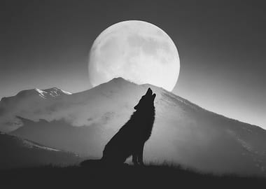 Wolf Howling at the Moon