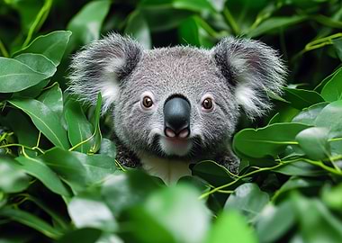Koala in Green Leaves