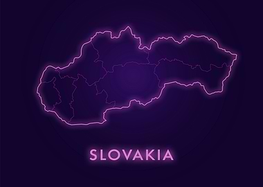 Slovakia Neon Map
