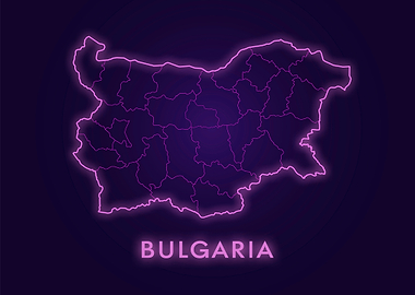 Bulgaria Neon Map
