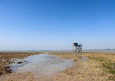 Fishing hut on a tidal flat