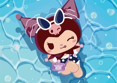 Kuromi Swimming Pool Illustration