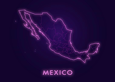Neon Mexico Map