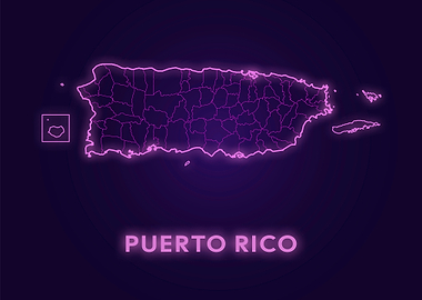 Neon Puerto Rico Map