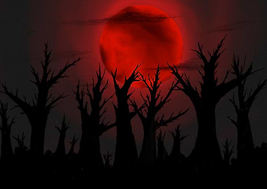 Blood Moon over Dark Forest