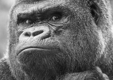Black and White Gorilla Portrait