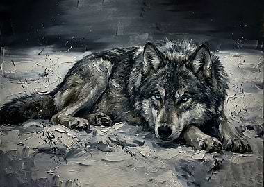 Wolf Portrait Painting
