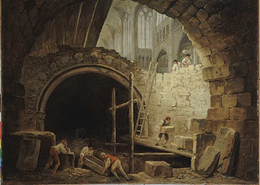 Cathedral Construction Scene Painting