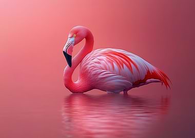 Pink Flamingo in Water