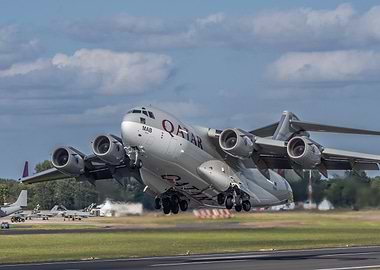 Qatar C-17 Globemaster III Takeoff at RIAT 2024