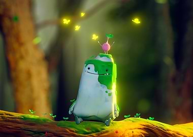 Cute Forest Creature with Radish Friend