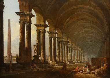 Architectural Painting with Columns and Obelisk