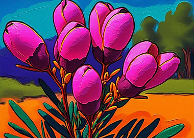 Pink Flower Buds Painting