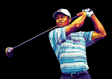 Tiger Woods Golf Swing Pop Art