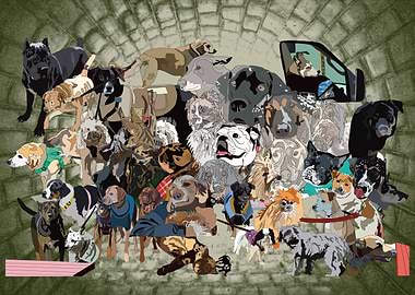 Dogs in Tunnel