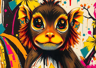 Colorful Monkey Portrait