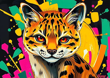 Colorful Serval Portrait