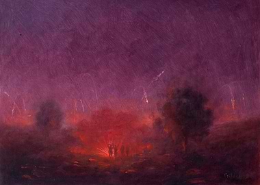 Night Battle Scene Painting