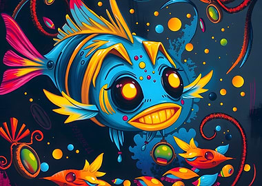 Cartoon Fish with Colorful Details