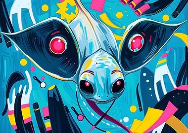 Abstract Fish Illustration with Bright Colors