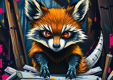 Cyberpunk Raccoon Portrait