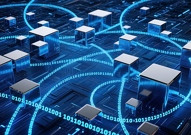 Abstract Technology Circuit Board with Cubes