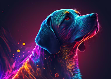 Cute Neon Dog Portrait