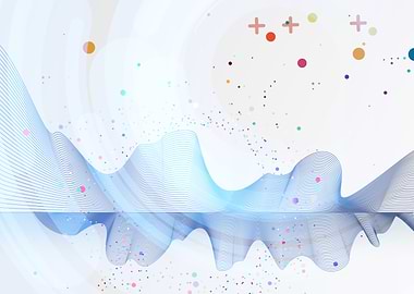 Abstract Blue Wave with Colorful Confetti