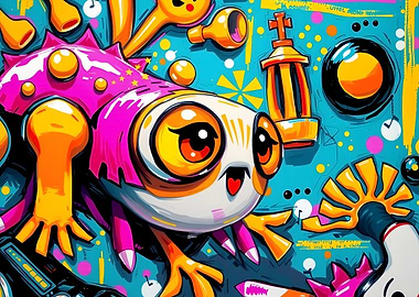 Cartoon Creature with Chess Piece