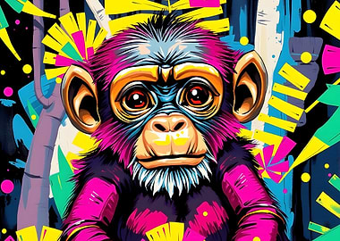 Colorful Monkey Portrait