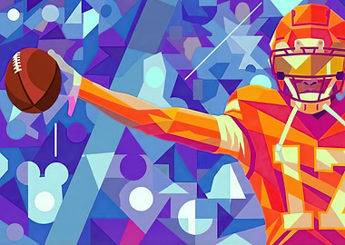 Geometric Football Player Throwing Ball